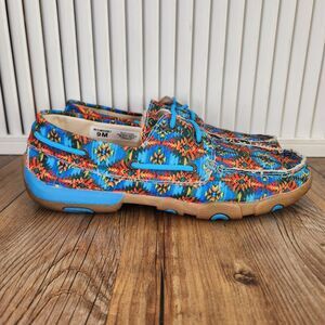 Twisted X WDM0097 Womens Sz 9 M Aztec Tribal Print Driving Moccasins Boat Shoes